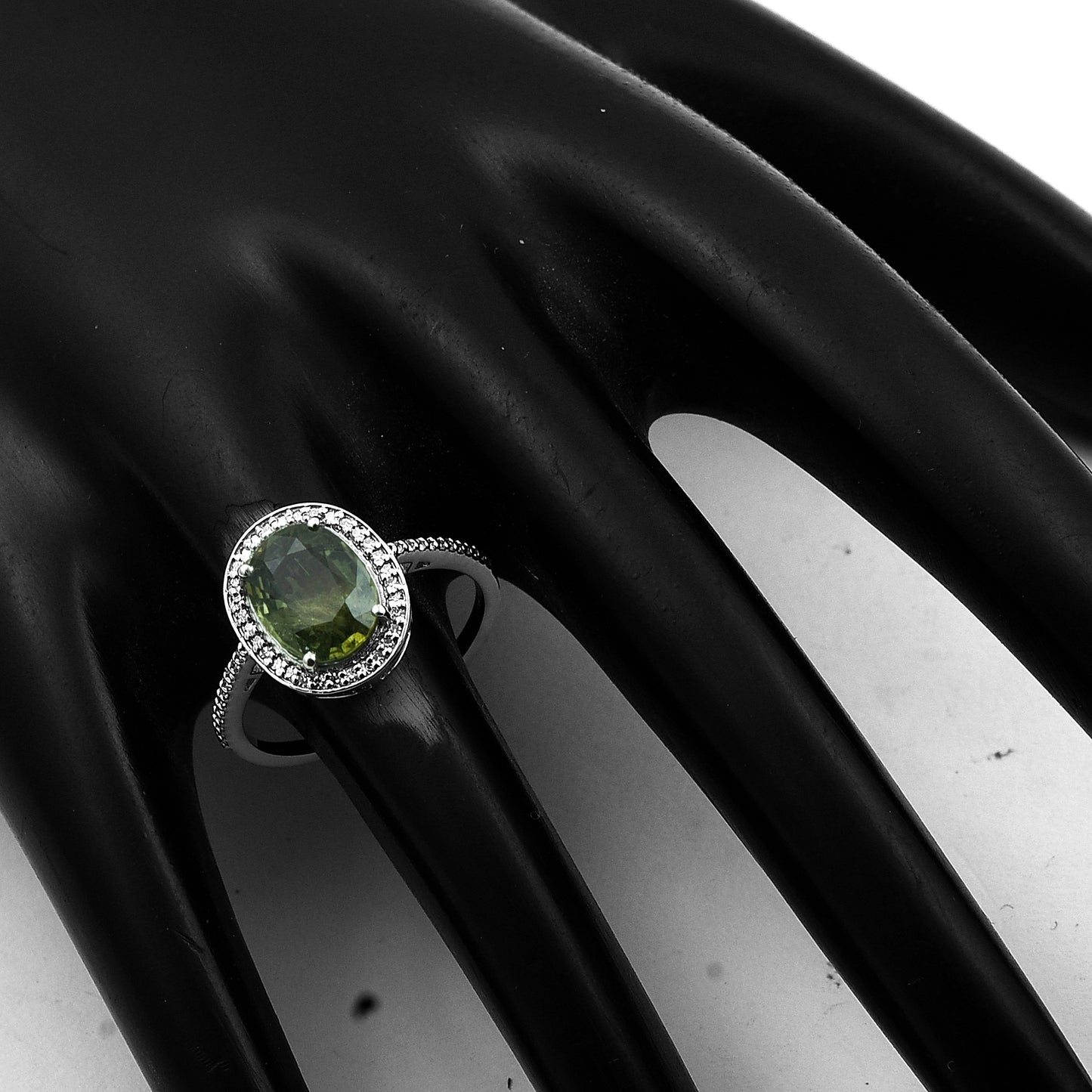 2.40 Ct Oval Mixed Cut Natural Green Sapphire 950 Platinum Ring