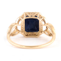 3.82 Ct Emerald Cut Natural Corundum Sapphire 14K Gold Ring