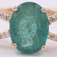 1.34 Ct Oval Natural Emerald 14K Gold Ring