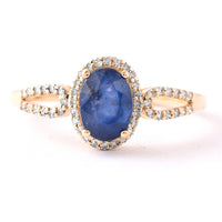 1.54 Ct Oval Mixed Cut Natural Sapphire 14K Gold Ring