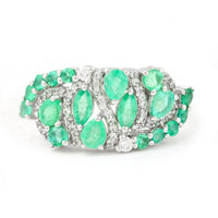 1.90 Ct Marquise Mixed Cut, Round Mixed Cut, Pear Mixed Cut Natural Emerald 950 Platinum Ring