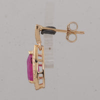 2.57 Ct Pear Ruby 9K Gold Earrings