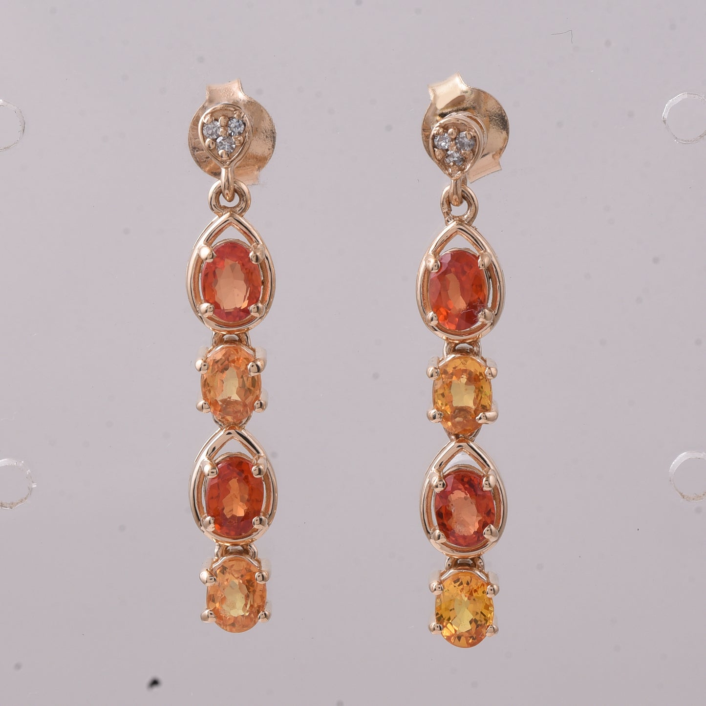 1.93 Ct Oval Mixed Cut Natural Multi-Coloured Sapphire 14K Gold Earrings