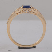 1.39 Ct Oval Blue Sapphire 9K Gold Ring