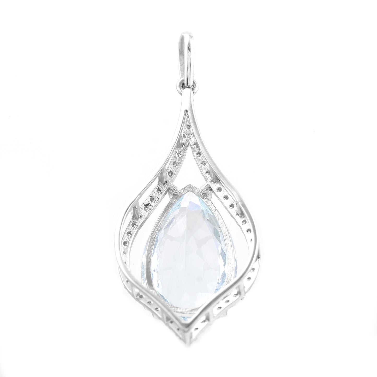 4.02 Ct Pear Mixed Cut Natural Aquamarine 950 Platinum Pendant