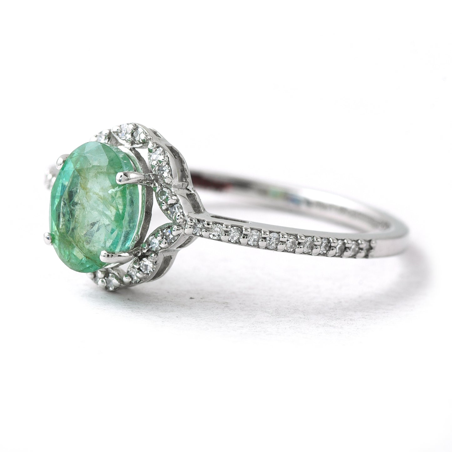 2.60 Ct Oval Mixed Cut Natural Emerald 950 Platinum Ring