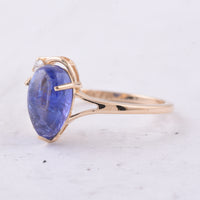 2.68 Ct Pear Cabochon Natural Tanzanite 14K Gold Ring