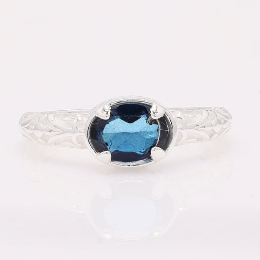 1.43 Ct Oval Lbt Color Topaz 925 Silver Ring