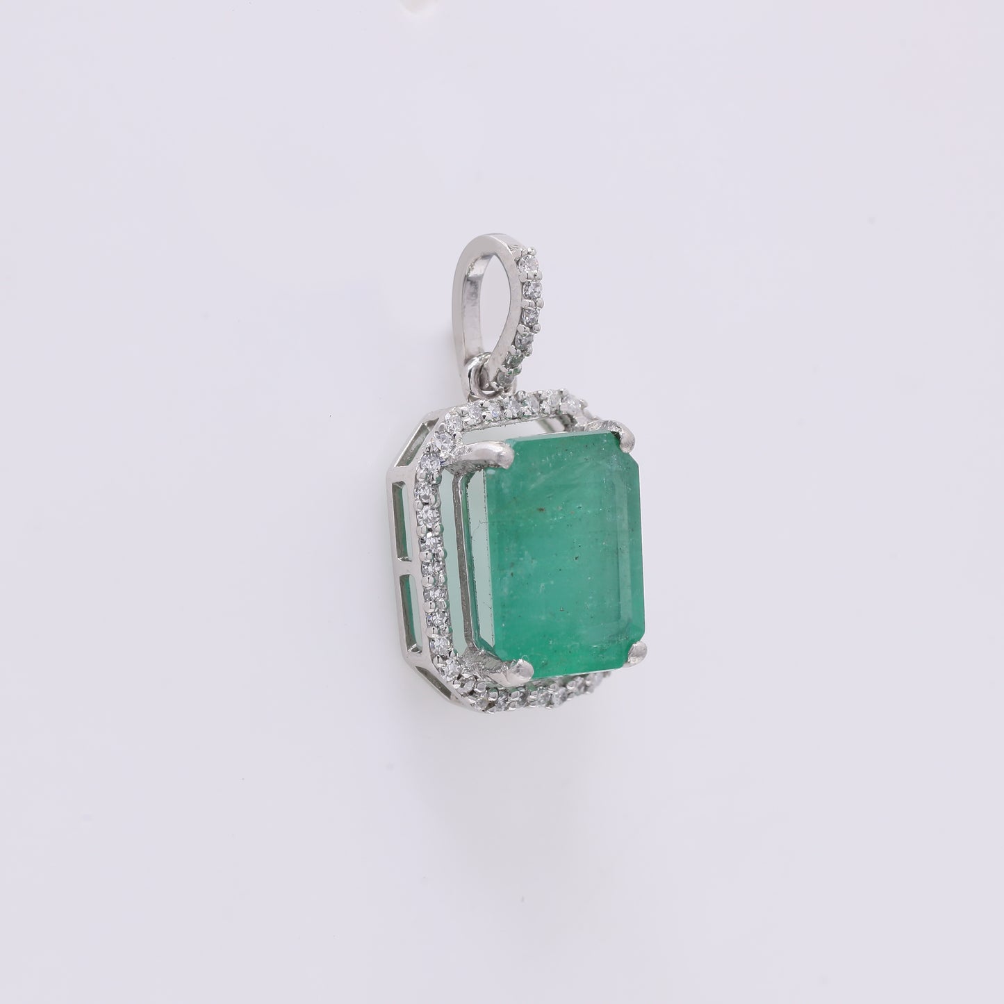 3.73 Ct Octagon Step Cut Natural Emerald 950 Platinum Pendant