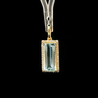2.58 Ct Rectangle Step Cut Natural Aquamarine 14K Gold Pendant