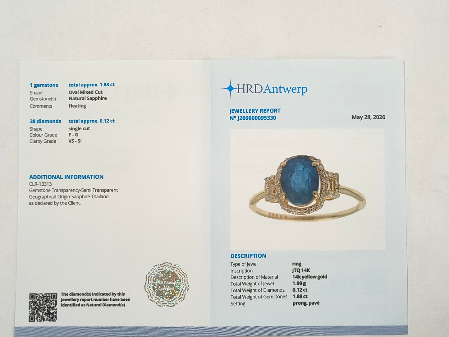 2.00 Ct Oval Mixed Cut Natural Sapphire 14K Gold Ring