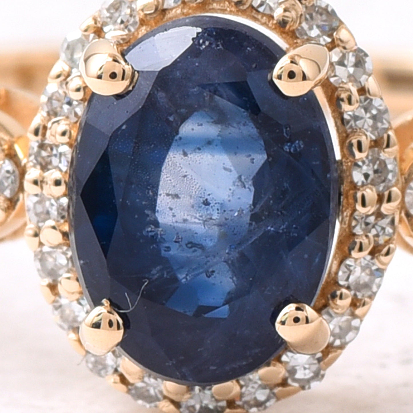 1.39 Ct Oval Mixed Cut Natural Sapphire 14K Gold Ring