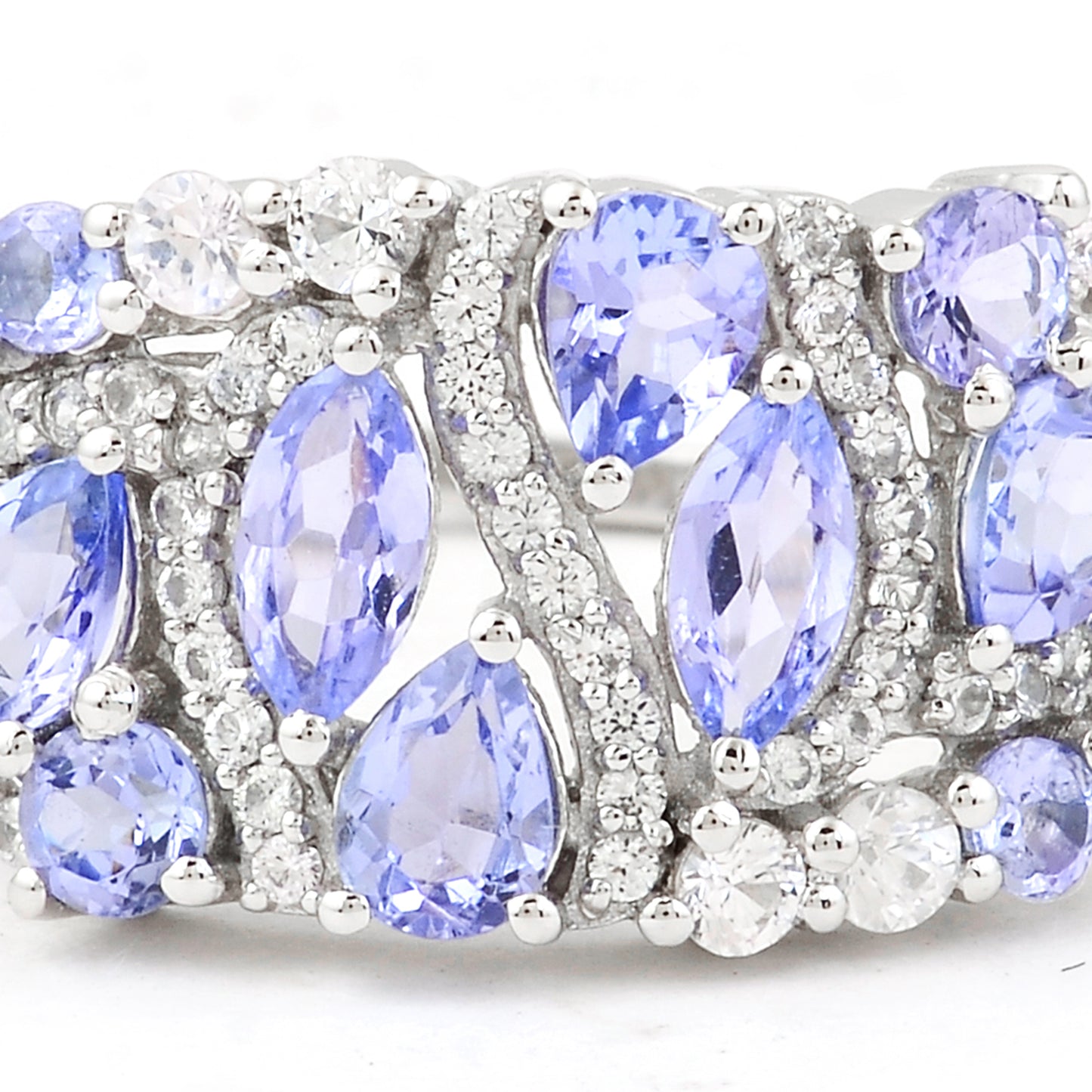 1.87 Ct Marquise Mixed Cut, Round Mixed Cut, Pear Mixed Cut Natural Tanzanite 950 Platinum Ring