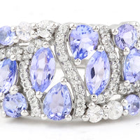 1.87 Ct Marquise Mixed Cut, Round Mixed Cut, Pear Mixed Cut Natural Tanzanite 950 Platinum Ring