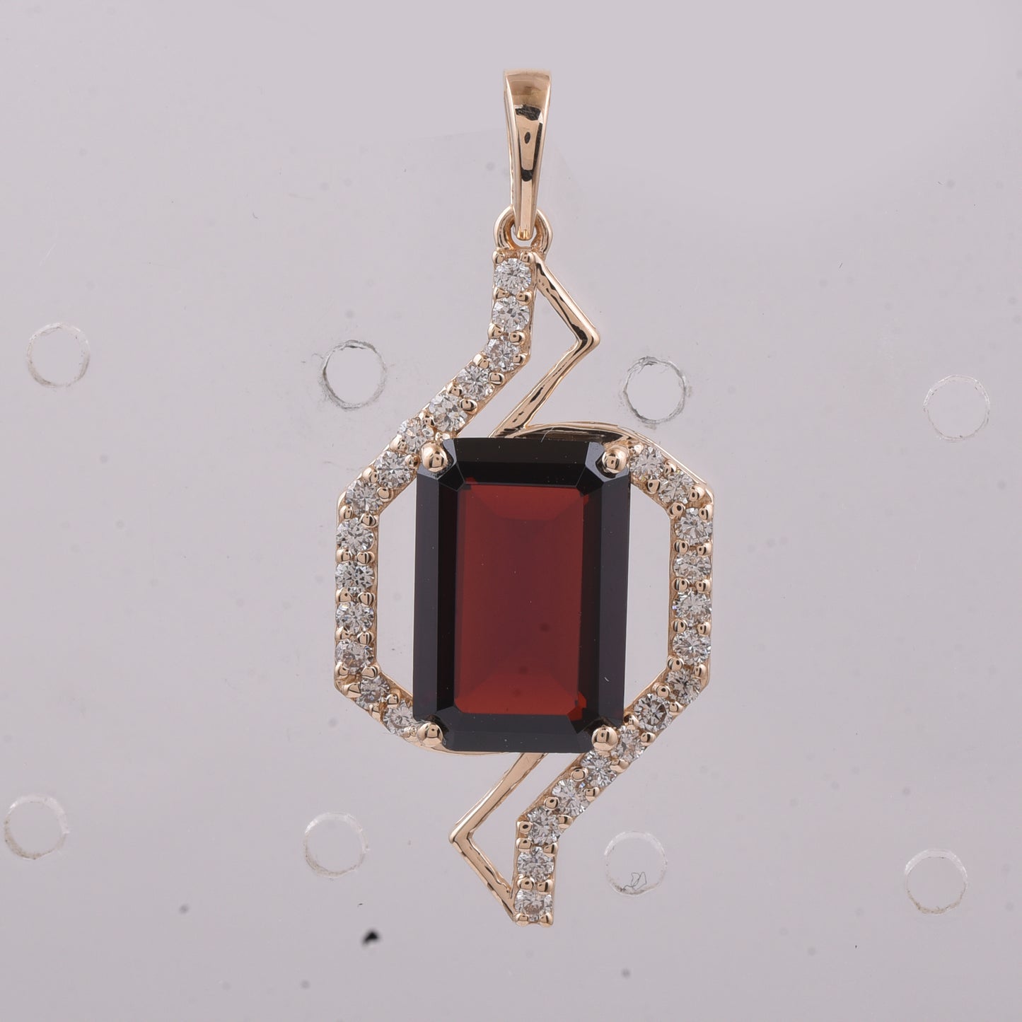 4.44 Ct Octagon Step Cut Natural Garnet 14K Gold Pendant
