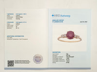 1.57 Ct Cushion Natural Ruby 14K Gold Ring