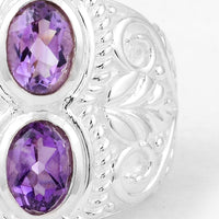 1.45 Ct Oval Amethyst, 925 Sterling Silver Ring