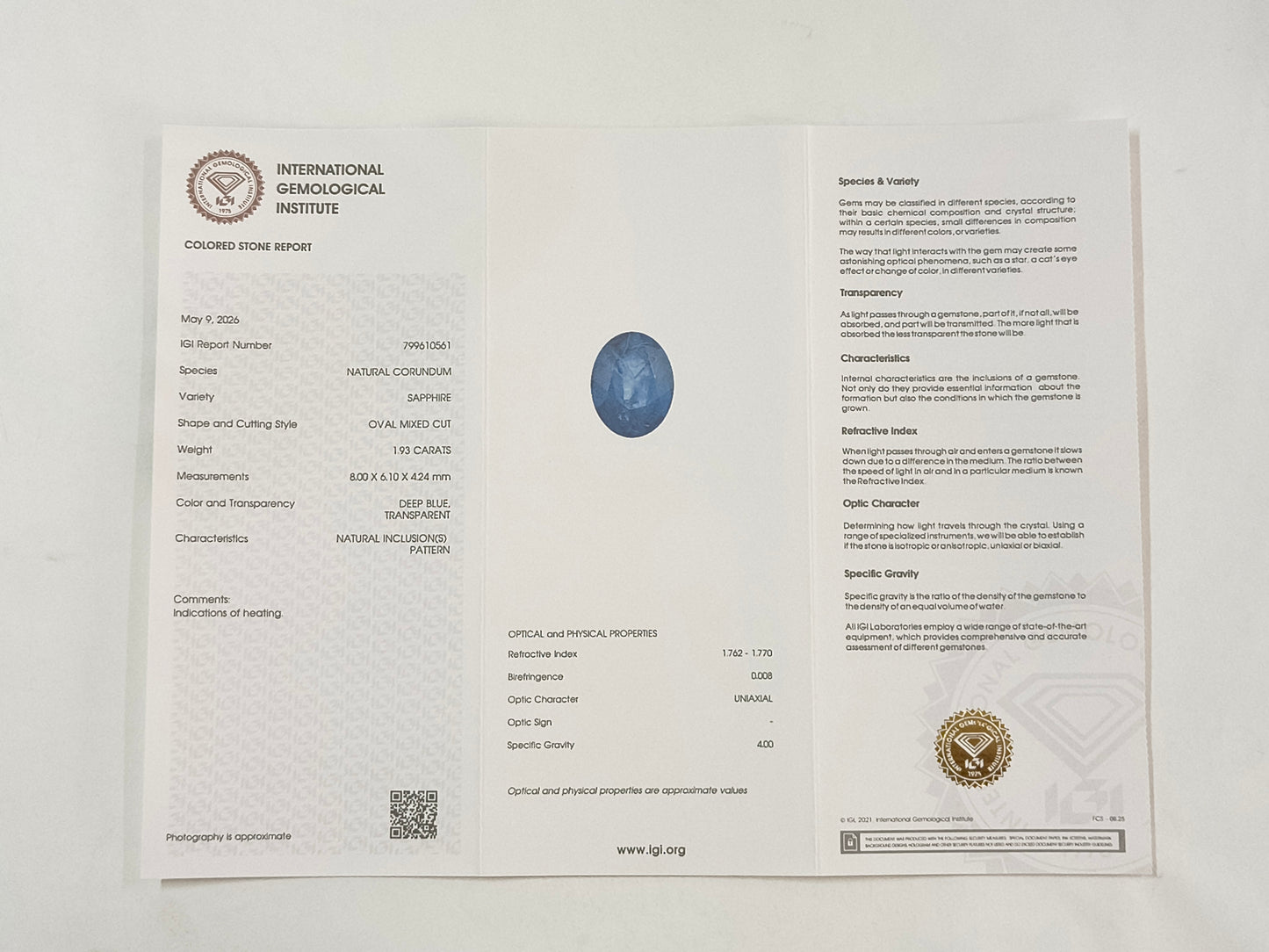 1.93 Natural Corundum Sapphire Oval Mixed Cut Gemstone