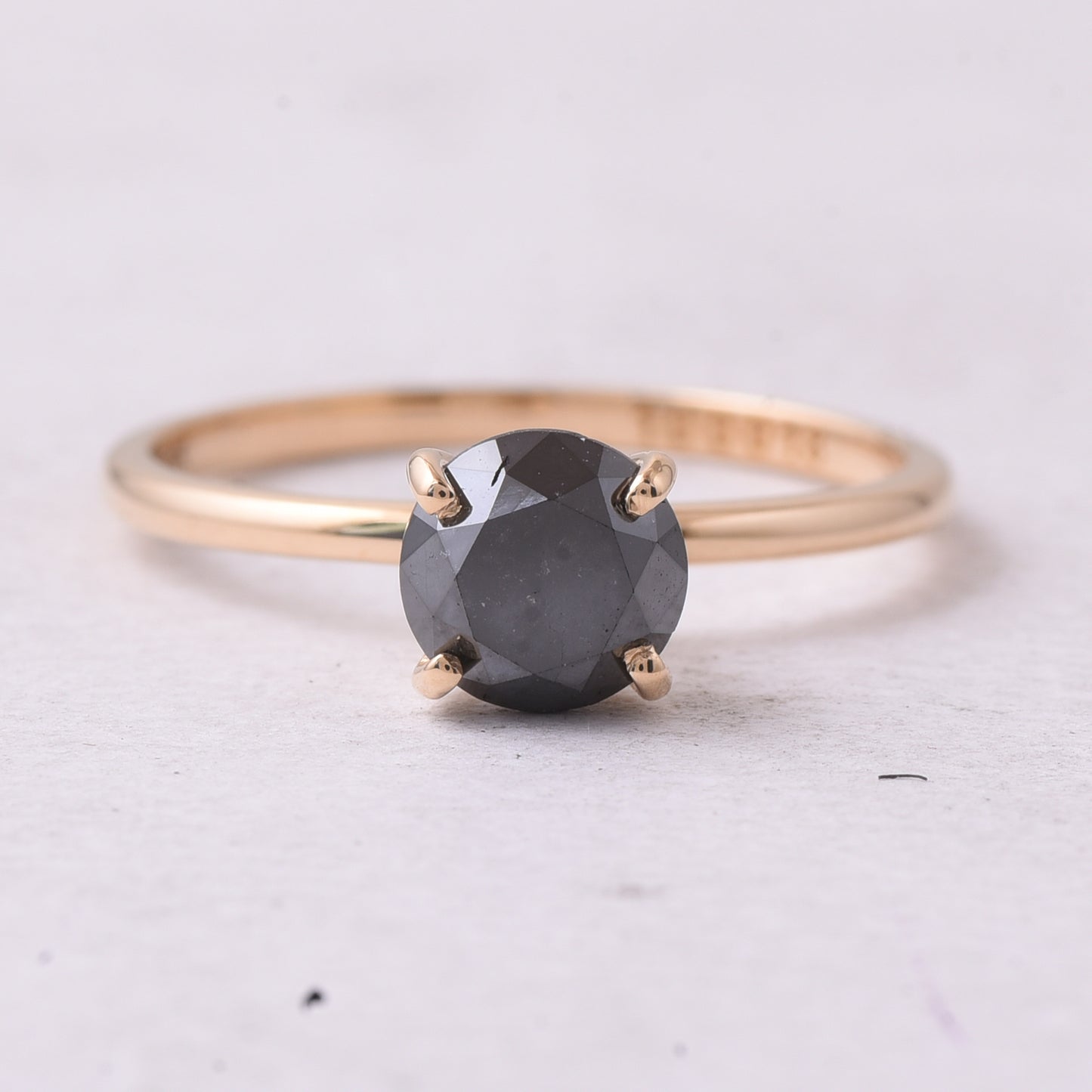 1.46 Ct Round Black Diamond 14K Gold Ring
