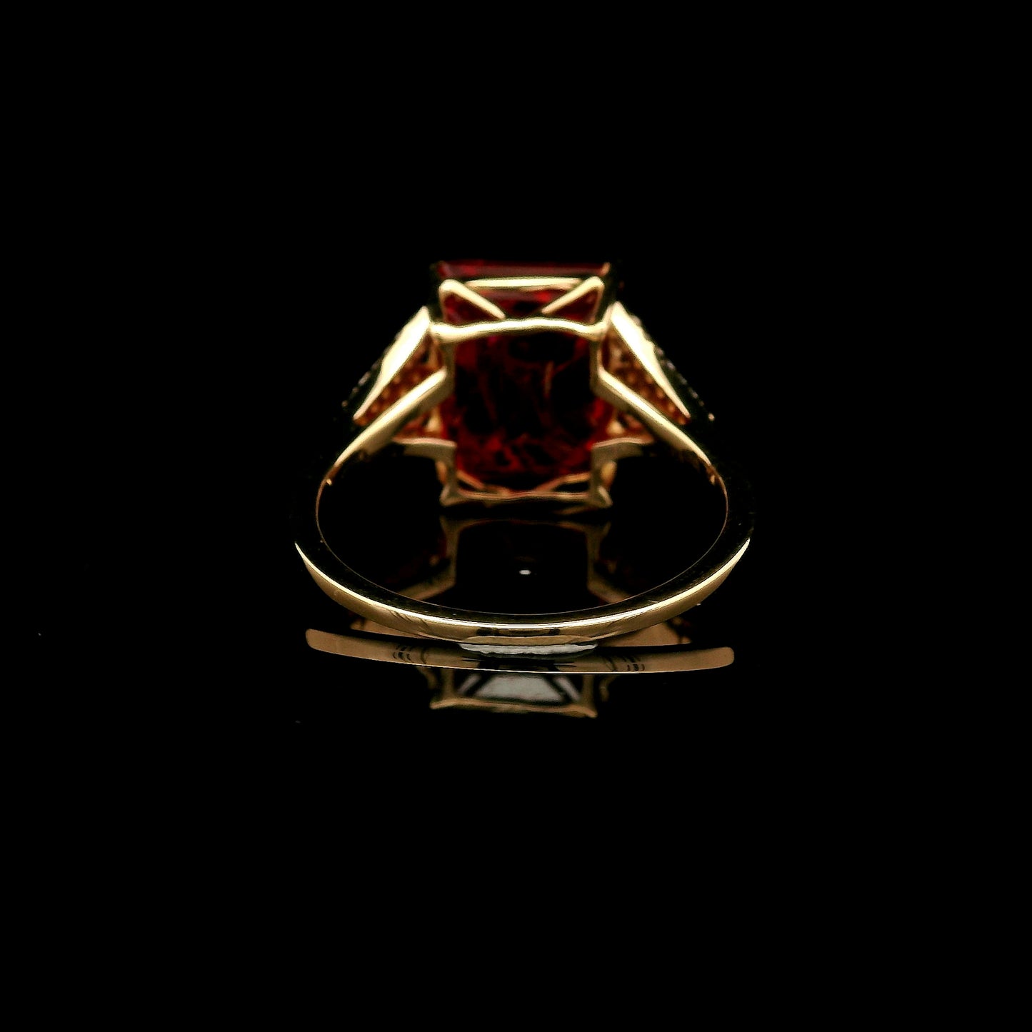 7.11 Ct Emerald Cut Lab Grown Ruby 14K Gold Ring