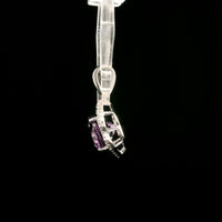 2.73 Ct Oval Amethyst, White Zircon 925 Sterling Silver Pendant
