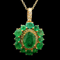3.35 Ct Oval Emerald 14K Gold Pendant