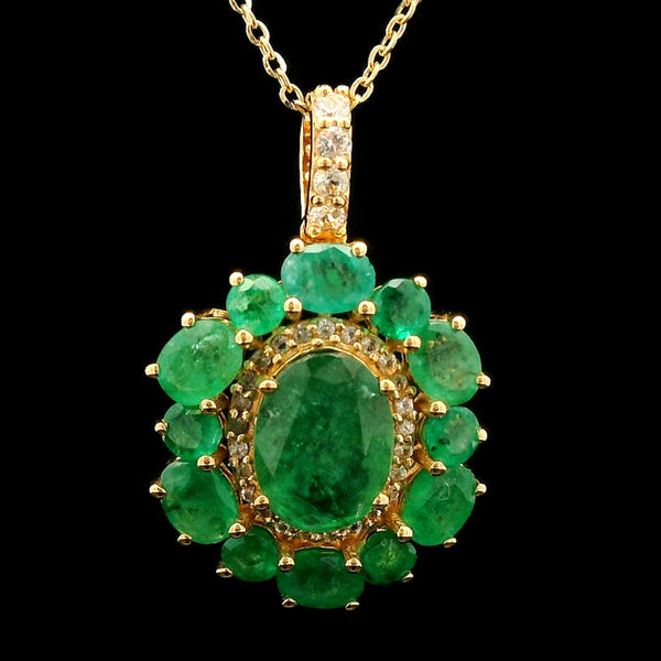 3.35 Ct Oval Emerald 14K Gold Pendant