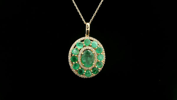 3.02 Ct Oval Emerald 14K Gold Pendant