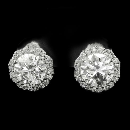 4.58 Carats Lab Grown Diamond 14K Gold Earrings