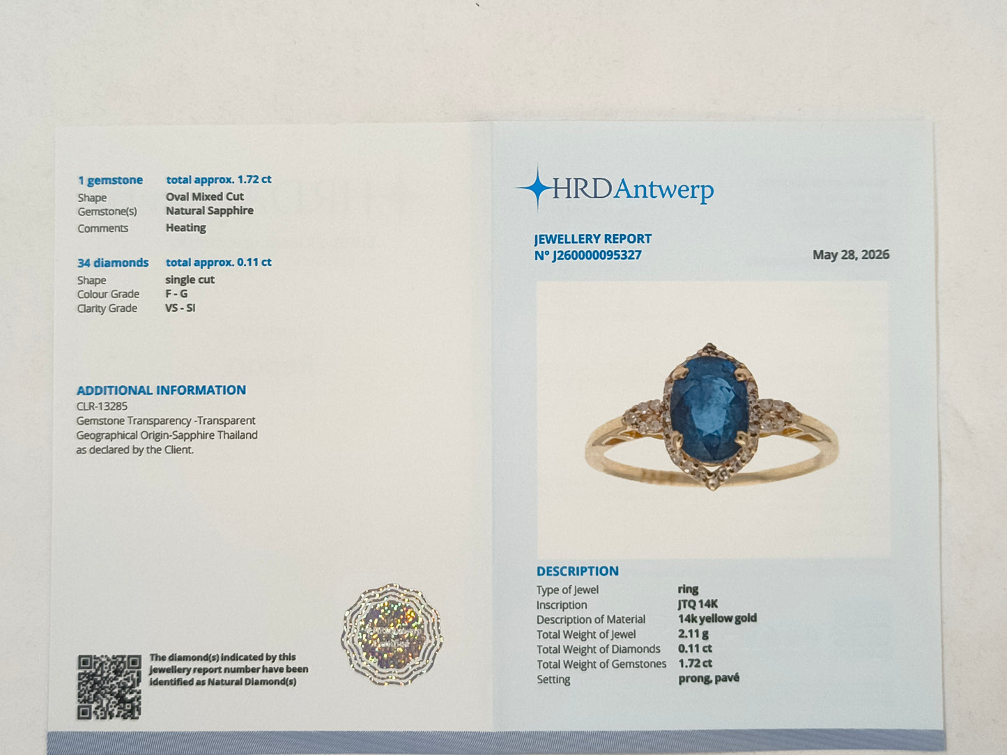 1.83 Ct Oval Mixed Cut Natural Sapphire 14K Gold Ring
