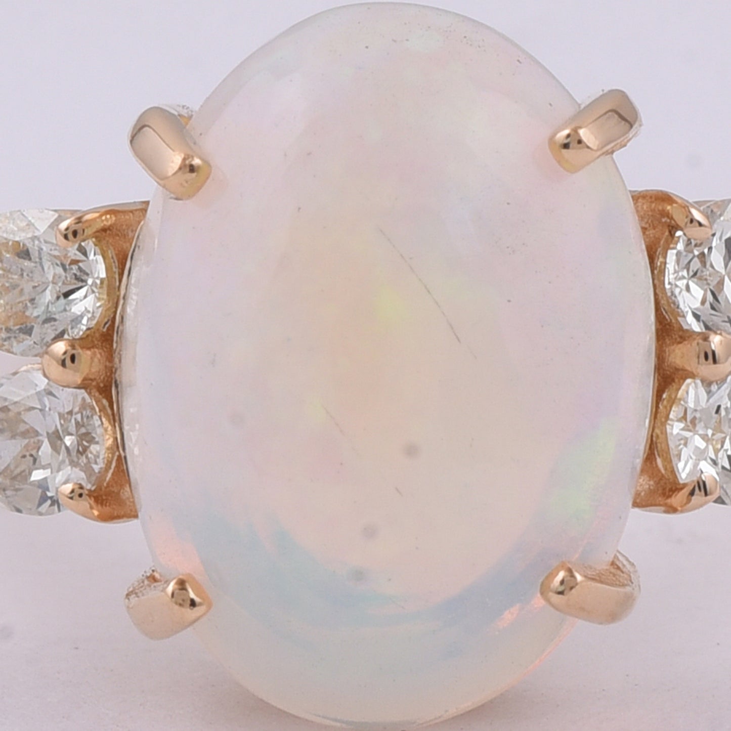 3.27 Ct Oval Cabochon Cut Natural Opal 14K Gold Ring