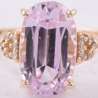 6.52 Ct Oval Natural Kunzite 14K Gold Ring