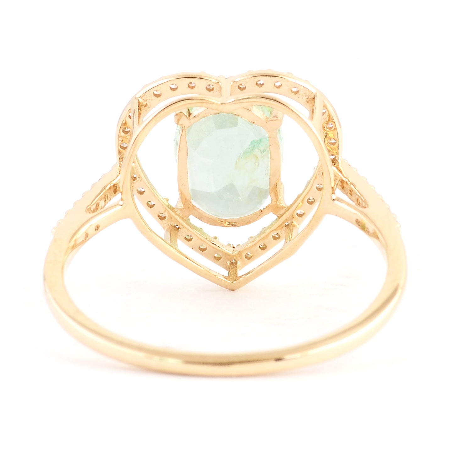 1.60 Ct Oval Mixed Cut Natural Beryl Emerald 14K Gold Ring