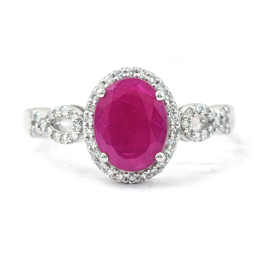 1.55 Ct Oval Mixed Cut Natural Ruby 950 Platinum Ring