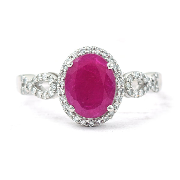 1.55 Ct Oval Mixed Cut Natural Ruby 950 Platinum Ring