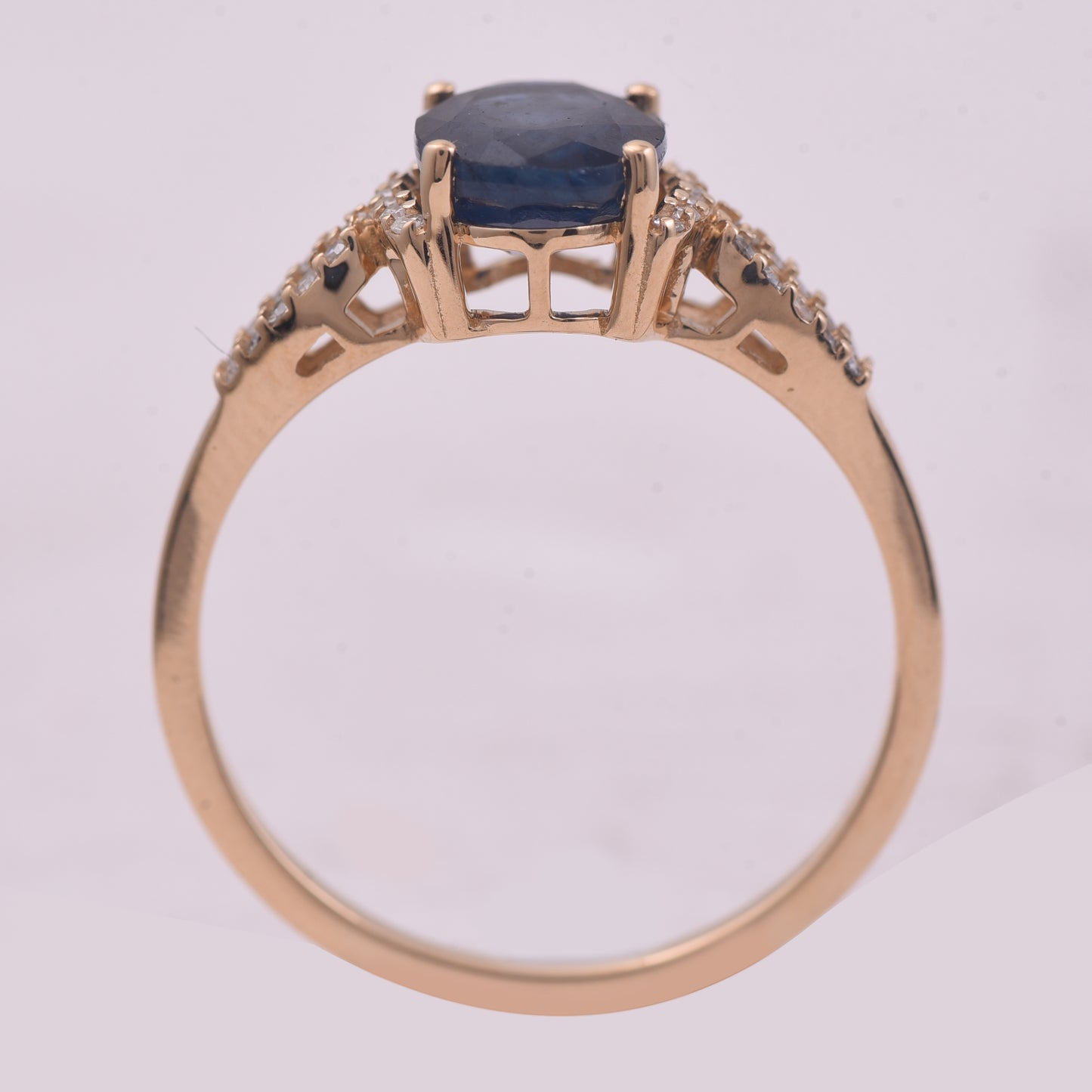 1.96 Ct Oval Mixed Cut Natural Sapphire 14K Gold Ring