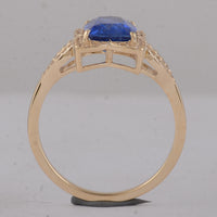 2.44 Ct Cushion Sapphire 9K Gold Ring