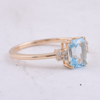 1.47 Ct Octagon Step Cut Natural Topaz 14K Gold Ring