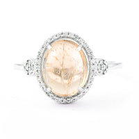 3.34 Ct Oval Cabochon Cut Natural Tourmaline 950 Platinum Ring