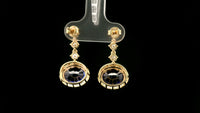 8.51 Ct Oval Lab Grown Blue Sapphire 14K Gold Earrings