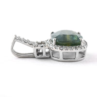 3.24 Ct Oval Mixed Cut Natural Green Sapphire 950 Platinum Pendant