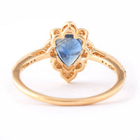1.64 Ct Pear Mixed Cut Natural Sapphire 14K Gold Ring