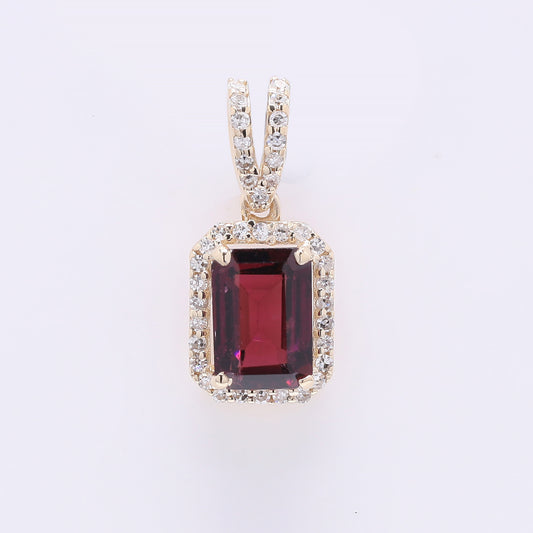 1.22 Ct Octagon Step Cut Natural Pink Tourmaline 14K Gold Pendant