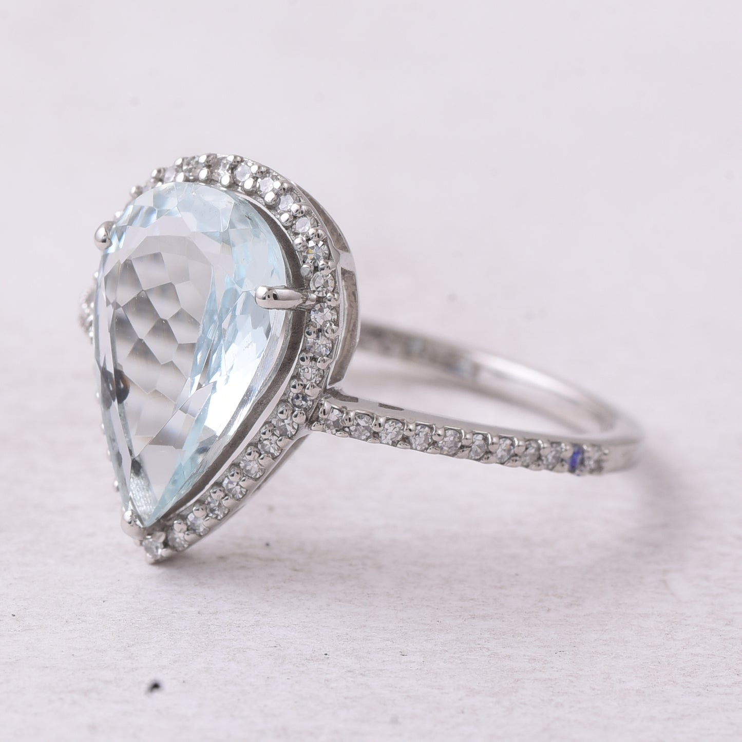 2.32 Ct Pear Mixed Cut Natural Aquamarine 950 Platinum Ring