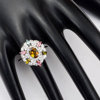 2.14 Ct Oval Mixed Cut, Marquise Mixed Cut Natural Multi-Coloured Tourmaline 950 Platinum Ring