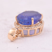 5.11 Ct Oval Mixed Cut Natural Tanzanite 14K Gold Pendant
