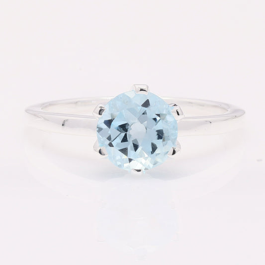 2.35 Ct Round Blue Topaz 925 Silver Ring