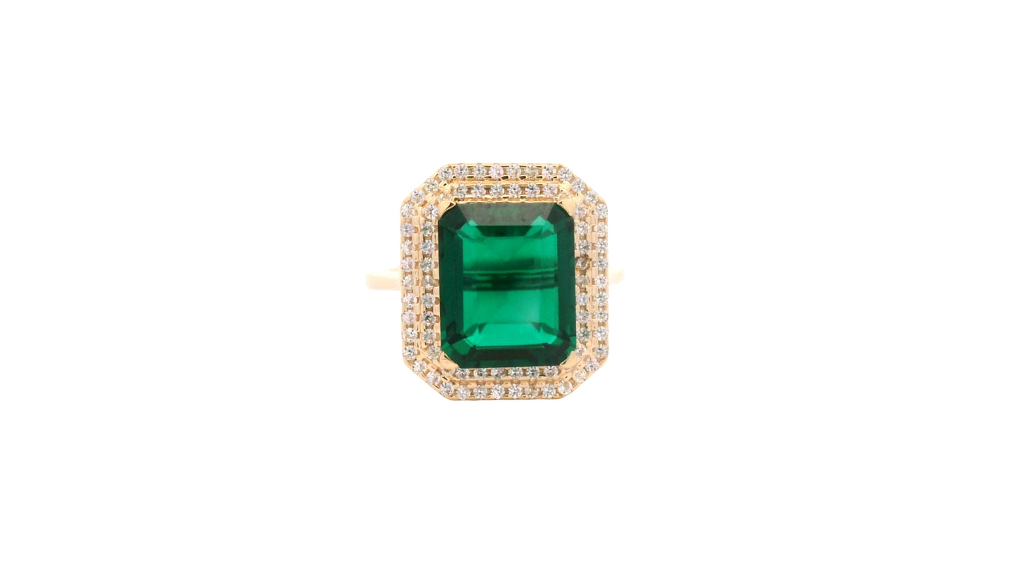 4.62 Ct Octagon Lab Grown Emerald 14K Gold Ring