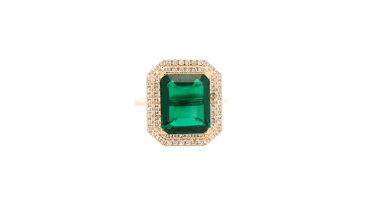 4.62 Ct Octagon Lab Grown Emerald 14K Gold Ring