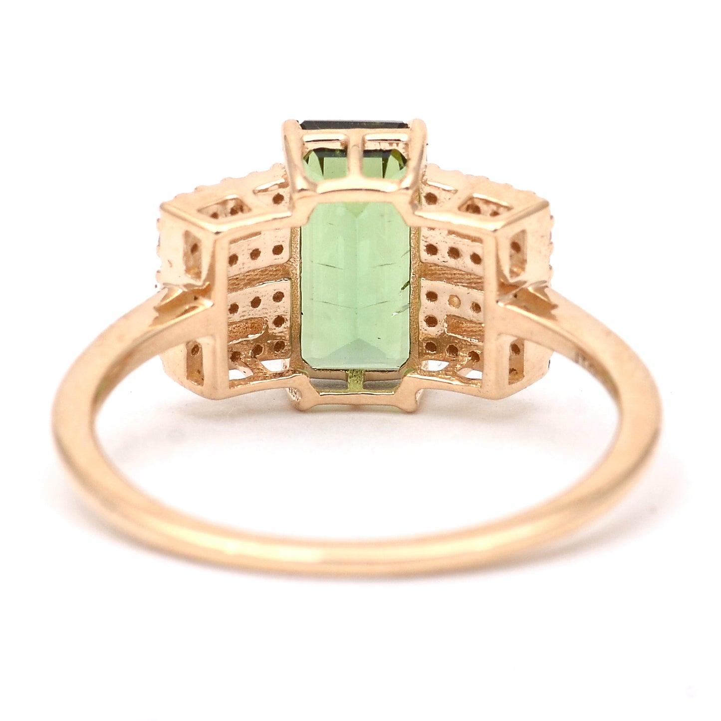 1.69 Ct Octagon Step Cut Natural Tourmaline 14K Gold Ring
